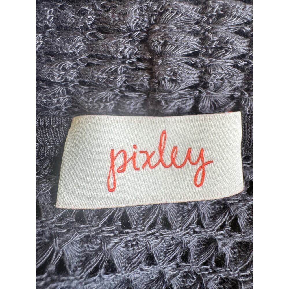 Pixley Gray Waffle Knit Open Cardigan Shawl Collar Pockets Size M - Picture 3 of 6